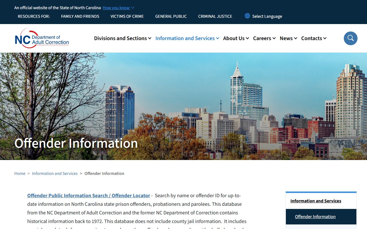 NCDAC offender search page for North Carolina inmate records rather than Haywood County mugshots